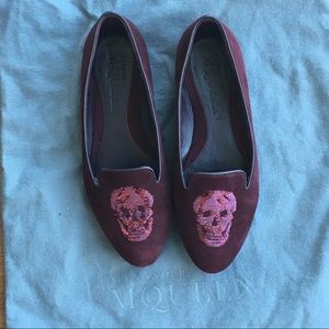 Authentic Alexander McQueen Burgundy Skull Loafers